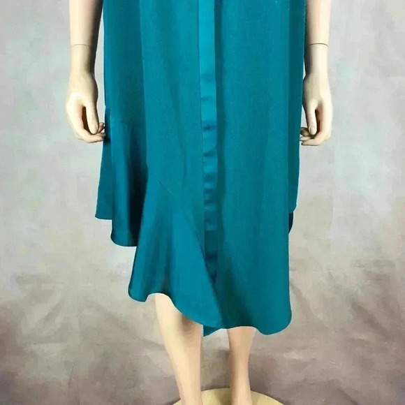 Rachel Roy Emerald Green Flounce-Hem Shirtdress Size MEDIUM - Picture 4 of 13
